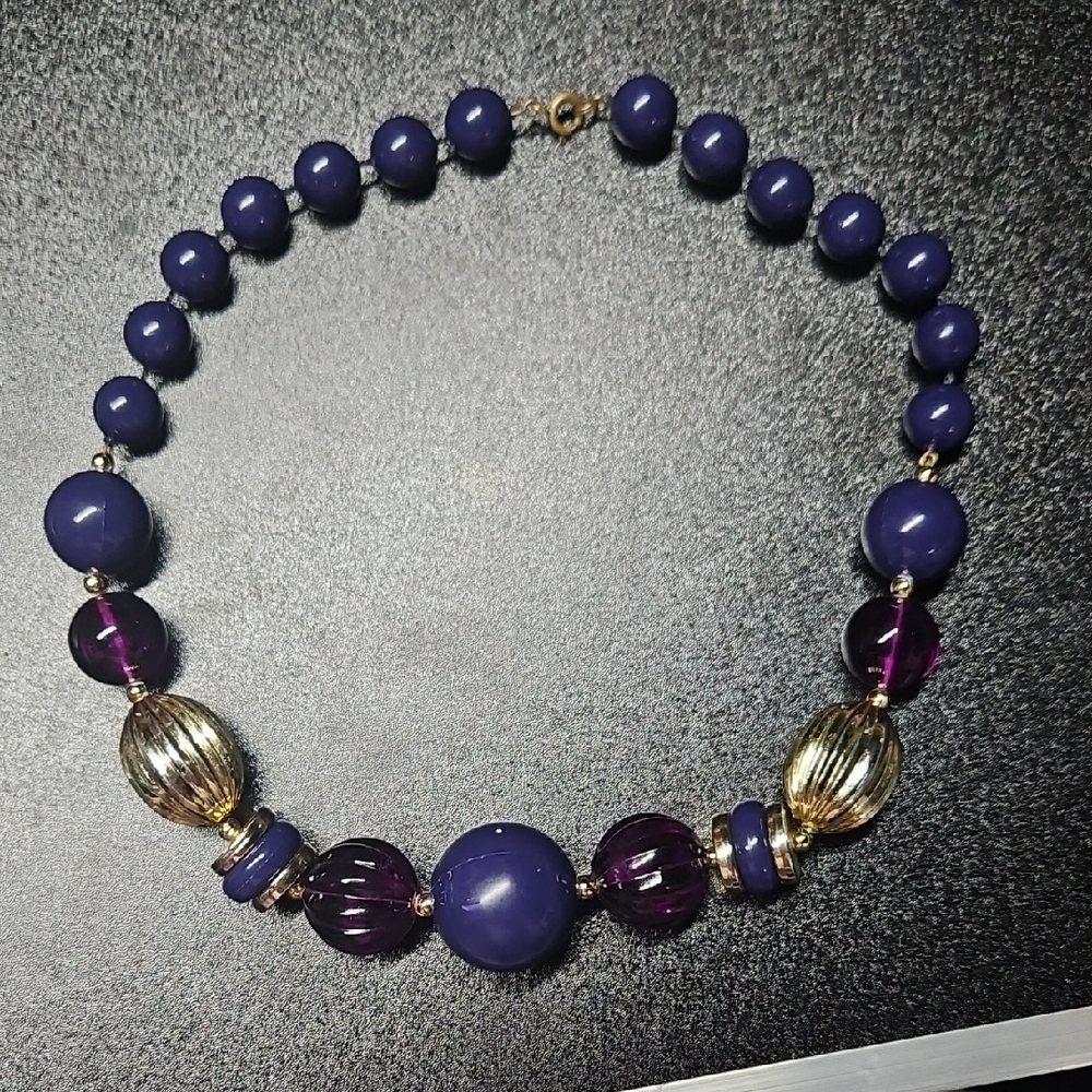 🟢Elegant Purple and Gold Beaded Necklace🟢